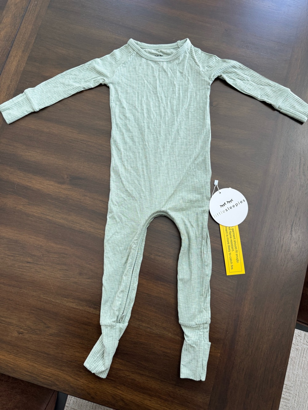 Little Sleepies Heather Sage Green Crescent zippy pajamas